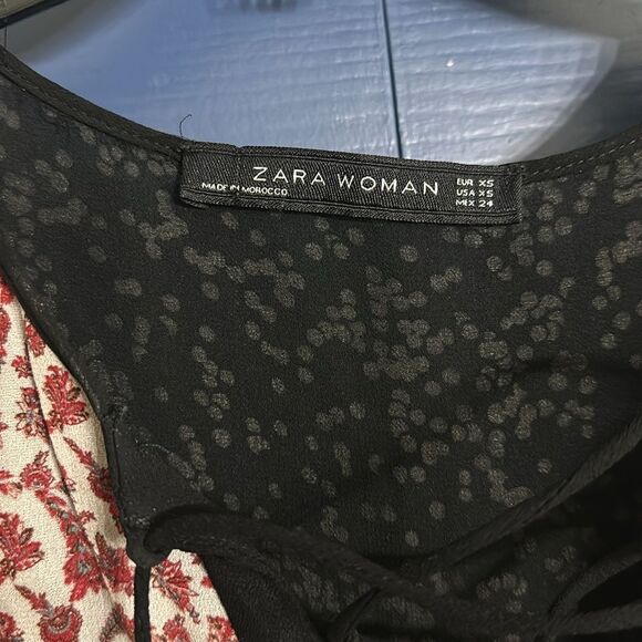 Zara Women’s Boho Chiffon Patchwork Maxi Dress Size XS - Picture 4 of 9